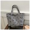 Street Style Polished Corduroy Tote Bag With Zipper Closure For Daily Use
