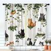 Fantasy Katze Topfpflanze Design Druck Vorhänge Verdunkelnde Fenstergardinen für Heimdekoration, Stangentasche Verdunkelungsvorhänge Schlafzimmer