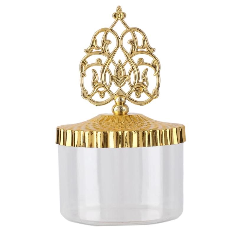 Eid Mubarak Middle Eastern Round Snack Tray Metal Plastic Ramadan Candy Nut Dessert Container Decorative Food Presentation Party