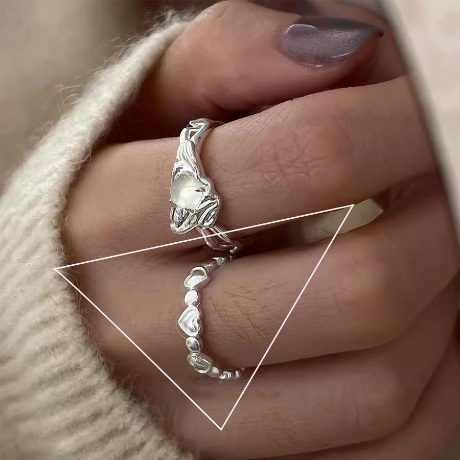 Silve Zircon Bead Ring For Women Girl Party Gift Sweet Cool Versatile Vintage Korean Jewelry Dropshipping