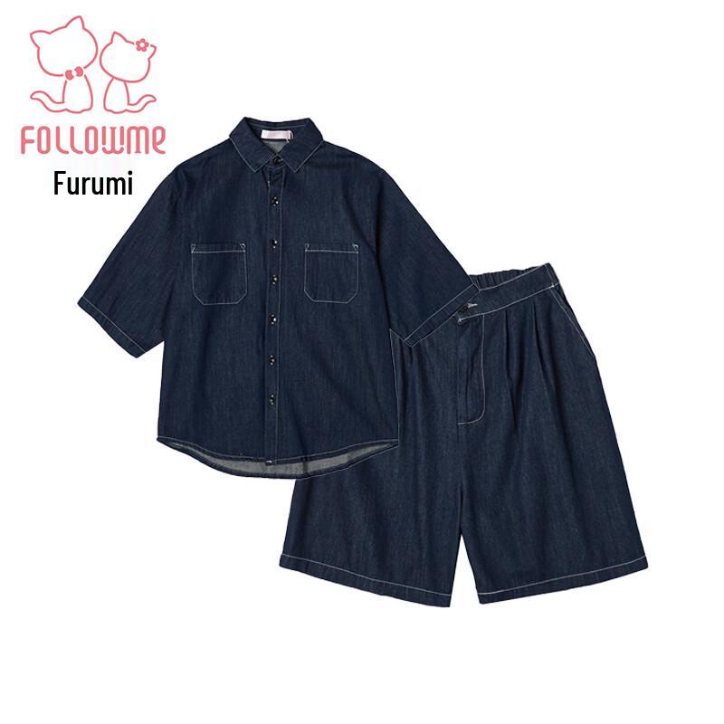 FuroMi Girls' Summer Loose Denim Two-Piece Set