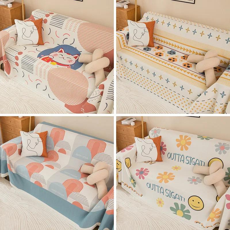 Polyester Baumwolle Bedrucktes Sofa Handtuch Chenille Sofa Decken All-Inclusive Überwurfstoff Vier Jahreszeiten Sofa Handtuch Anti Katzenkratzer