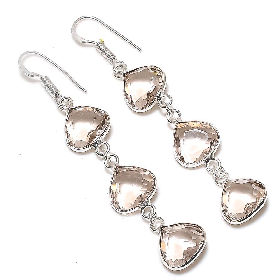 

Natural Morganite Gemstone Handmade 925 Sterling Silver Earring 2.64 R7m29