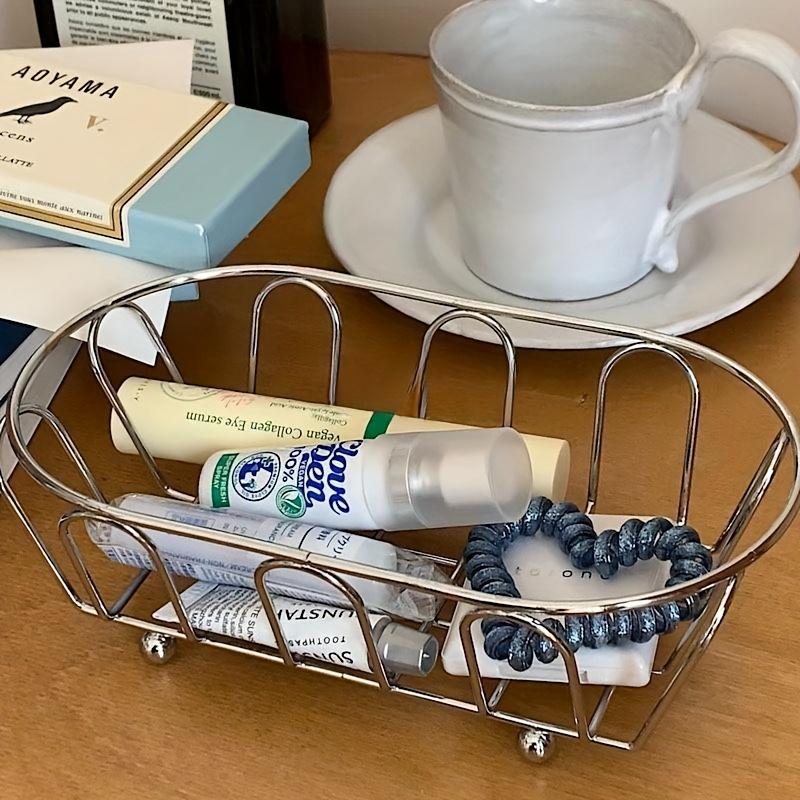1 Stück Edelstahl-Aufbewahrungskorb Mehrzweck-Organizer für Zubehör Kosmetik Schminktisch Foto-Requisiten Regalkörbe