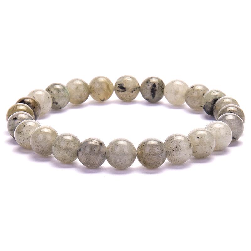 New European & American Style Cross Bracelet, 8MM Natural Stone Beaded Fashion Accessory
