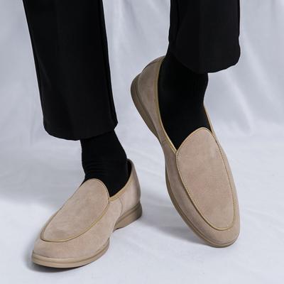 Mode Frühling und Herbst Wildleder Flachmund Herren Loafer Flache Freizeitschuhe Luxusmarke Nubukleder Designer Mokassin Hochzeitsschuhe