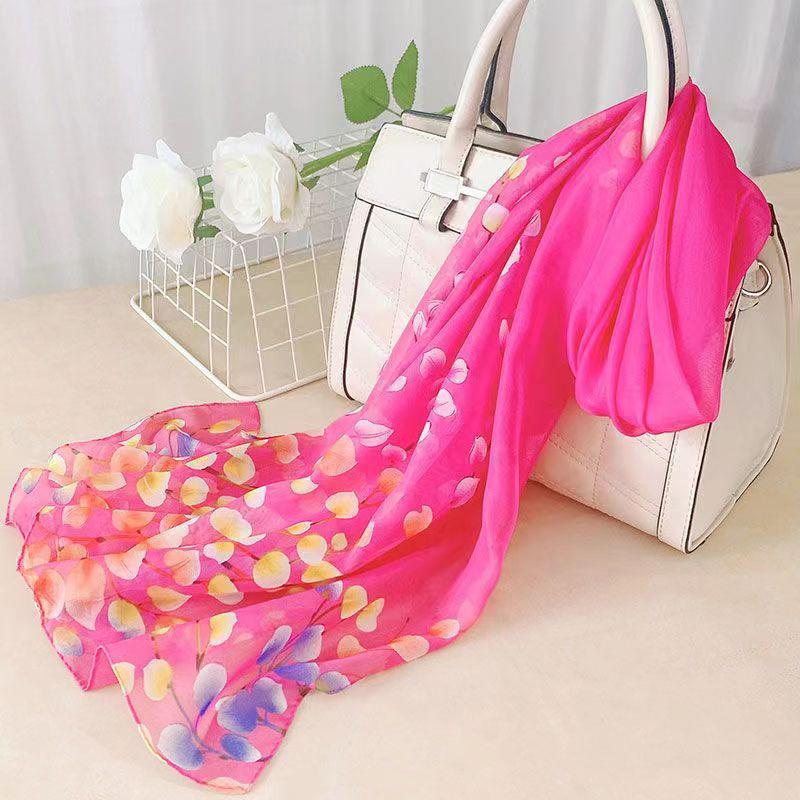Spring & Summer Silk Chiffon Scarf for Women – Versatile, Fashionable, Sun-Protective, Printed Headscarf