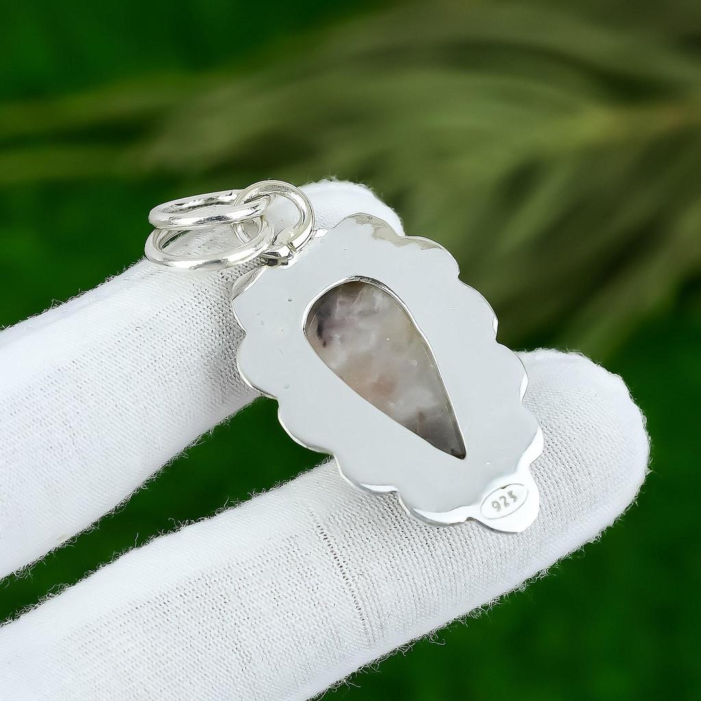 Pear Sunstone Gemstone Wife Art Deco Bezel Handmade Pendant 925 Sterling Silver