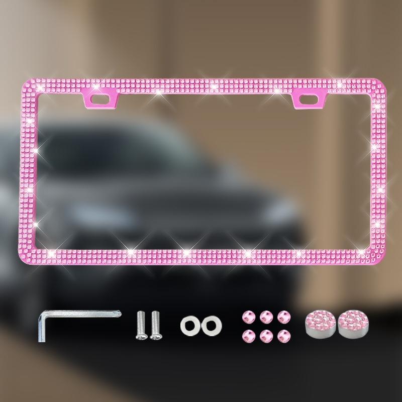 NEW 1/2PCS 31*16cm Bling Rhinestone License Plate Frame - Women's Crystal Car Frame Holder Accessories License Plate Covers Frames 6