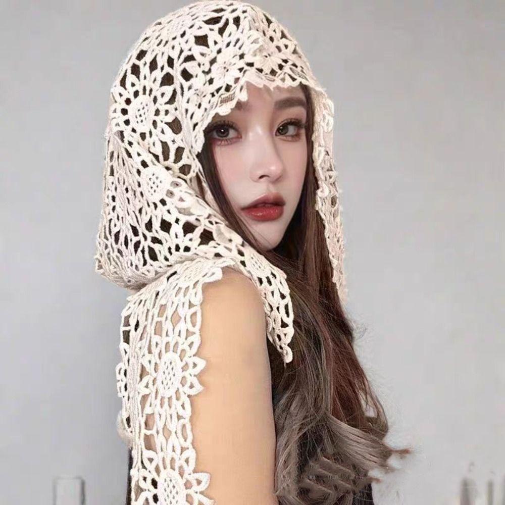White Lace Scarf Thin Hooded Scarves Retro Blouse Shoulders Fake Collar  Spring