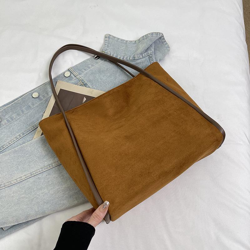 Retro Suede Versatile Shoulder Tote - High-End Fashionable Large Capacity Bag