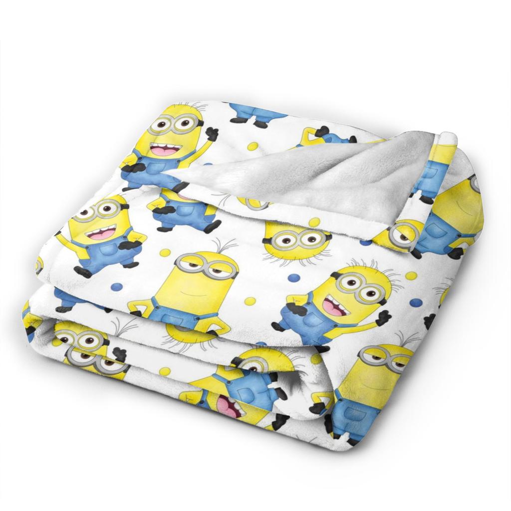 M-Minions Cartoon Christmas Flannel Blanket Warm Throw Blanket for Outdoor Travel Comfortable Bedspread Sofa Bed Cover
