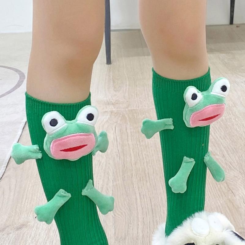 Cute Quirky 3D Ugly Frogs Calf Socks for Women and Teens Novelty Funny Middle Tube Socks for Casual and Cosplay Party