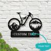 Bicycle Metal Wall Art Mountain Silhouette Home Decor Garden Rustic Design