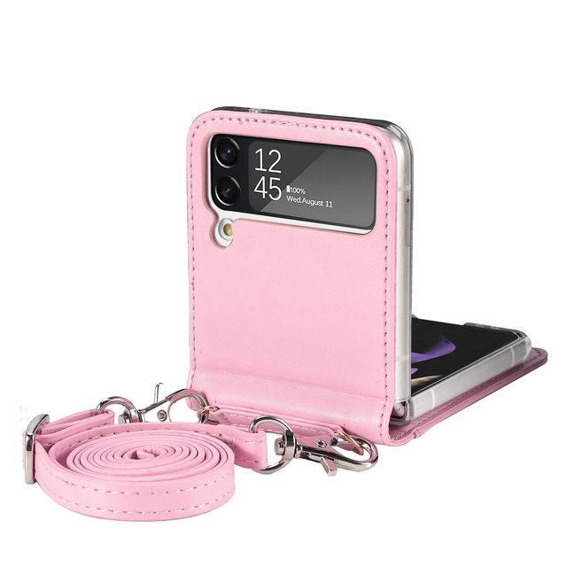 Etui ochronne na telefon z paskiem skórzanym do Samsung Galaxy Z Flip4 5g Flip 4 Flip3 Flip 3 Anti-Shock Card Slot Cover Funda