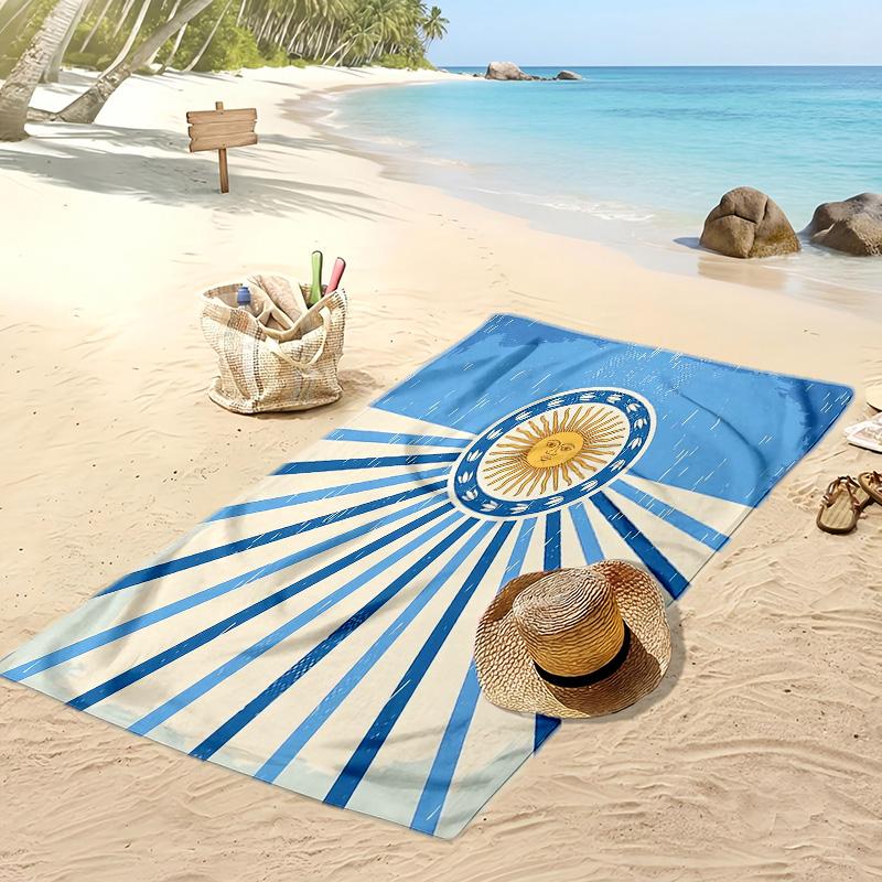 Asciugamano da Spiaggia Stampato Squadra Nazionale Argentina Asciugamano Morbido Asciugatura Rapida Coperta da Spiaggia Rettangolare Grande Portatile per Viaggi Piscina