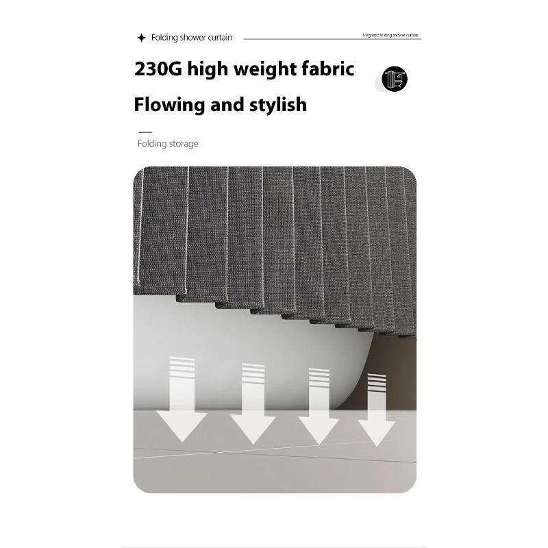 Heavy Duty Magnetic Shower Curtain Linen Blend Anti-Mildew Water Repellent Weighted Hem Bath Partition Curtain Standard Shower