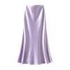 Temperament Pleated Streamer Satin Fishtail Skirt Women's Spring Drape and Thin Hip-wrapped A-word Long Skirt 9836