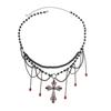 Sexy Metall-Kreuz-Quasten-Hüftkette, Dunkle Gothic-Blut-Tropfperlen-Körperkette