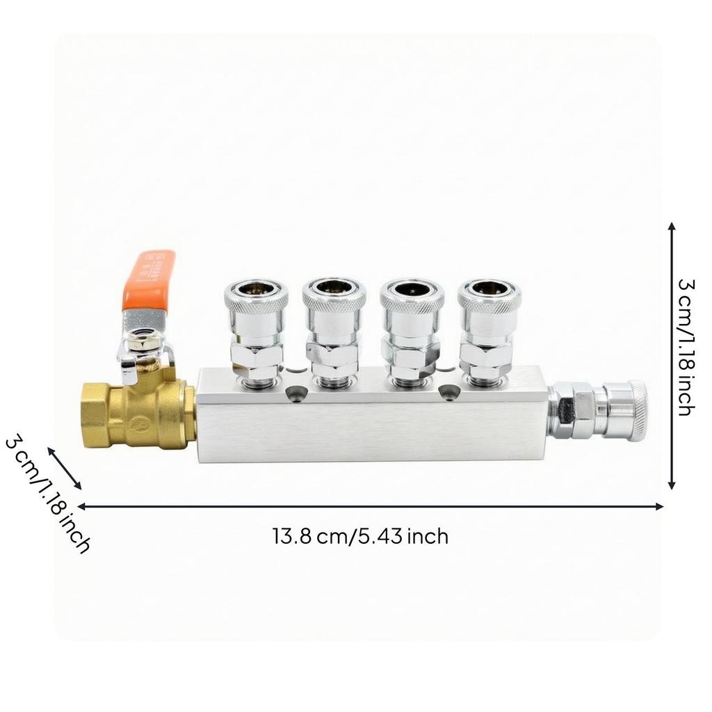 Pneumatic Manifold with Ball Valve Industrial-Grade for Technicians, Mechanics