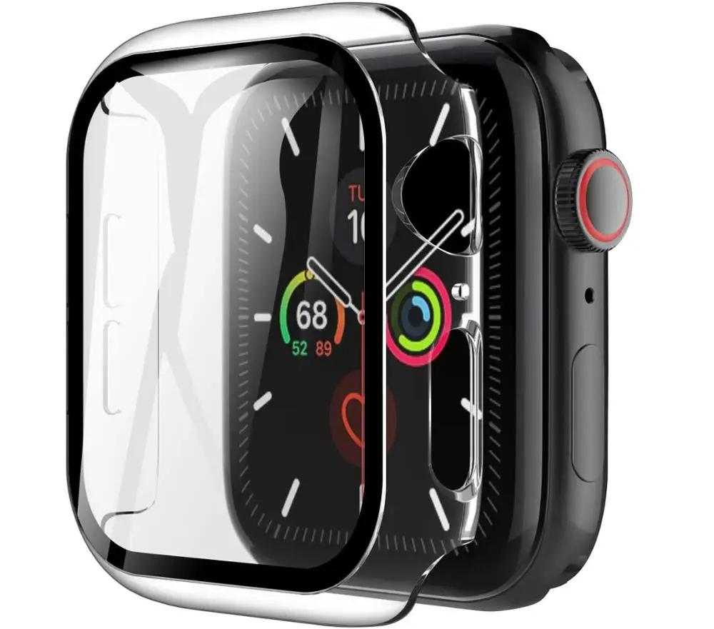 Tempered Glass+Case For Apple Watch Series 9 8 7 41mm 45mm 42mm PC Bumper Screen Protector Cover iWatch 6 5 4 Se 44mm 40mm Shell