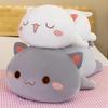 Peach Cat Plush Pillow - Cute Black & White Lying Cat Doll for Girls