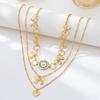 3PCS/SET Gold Color Necklace Set Metal Pendant Necklace Trendy Heart Bowknot Choker  Wedding