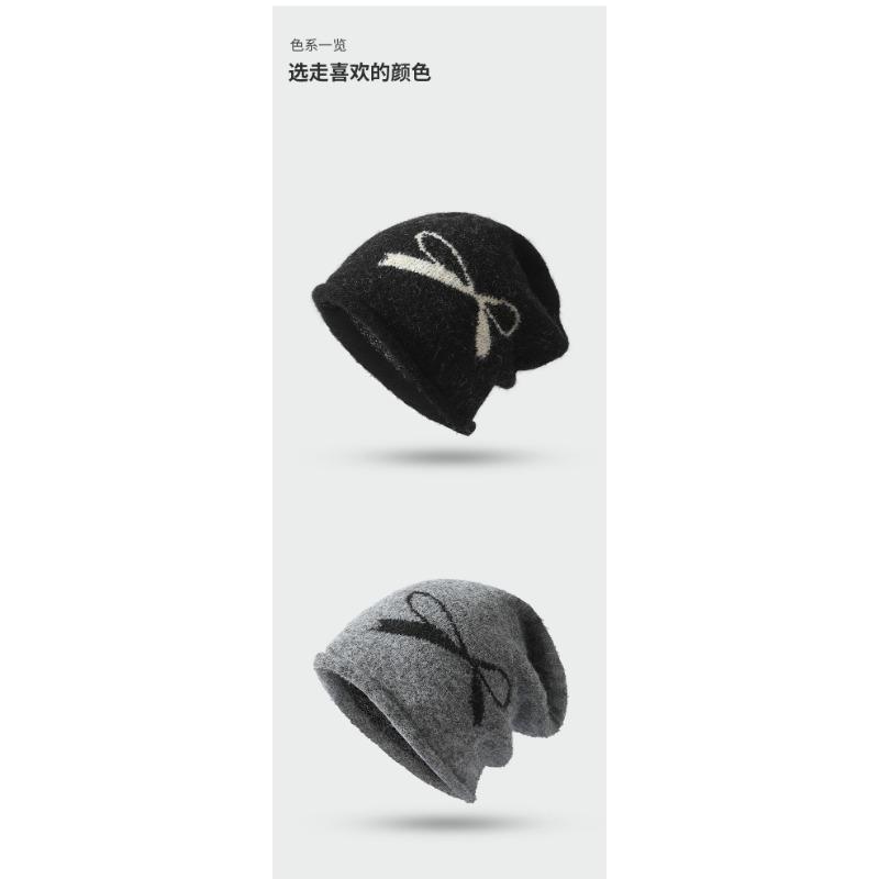 Women S Knitted Beanie Hat With Bow For Autumn Winter Warmth Cover Face