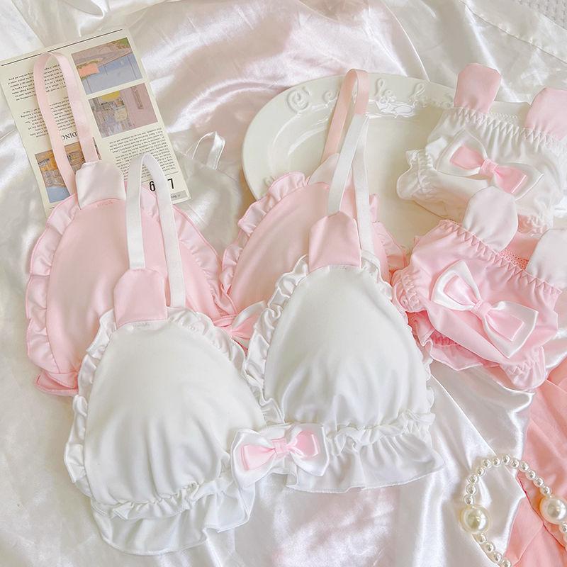 Girls Bras Pink Cute Heart Deep V Push Up Bras For Women Backless Sling Tops Female Lingerie Pad Bras