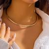 Sleek Cold Style Metal Round Ring Choker Necklace for Women