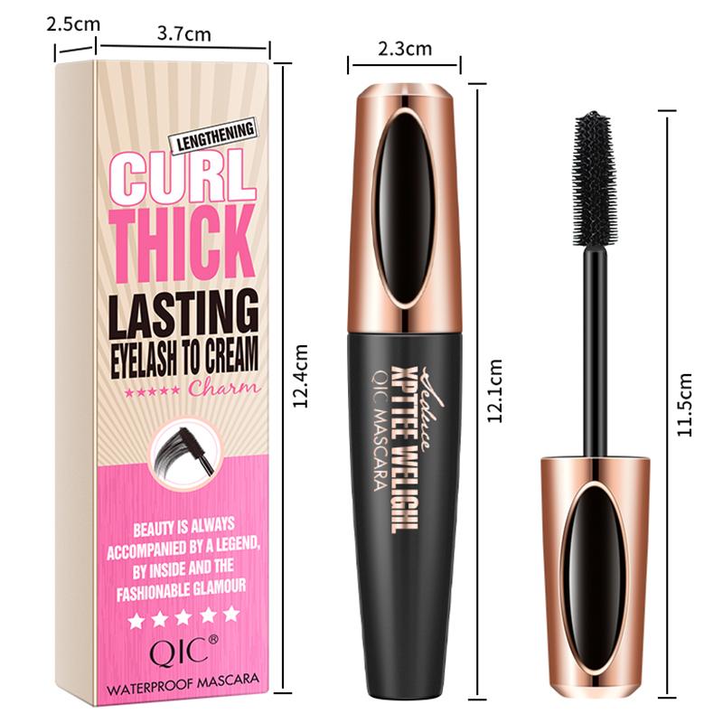 Mascara 4D che allunga ciglia impermeabili mascara per occhi volume nero con fibre di seta pennello strumento per trucco ciglia cosmetici