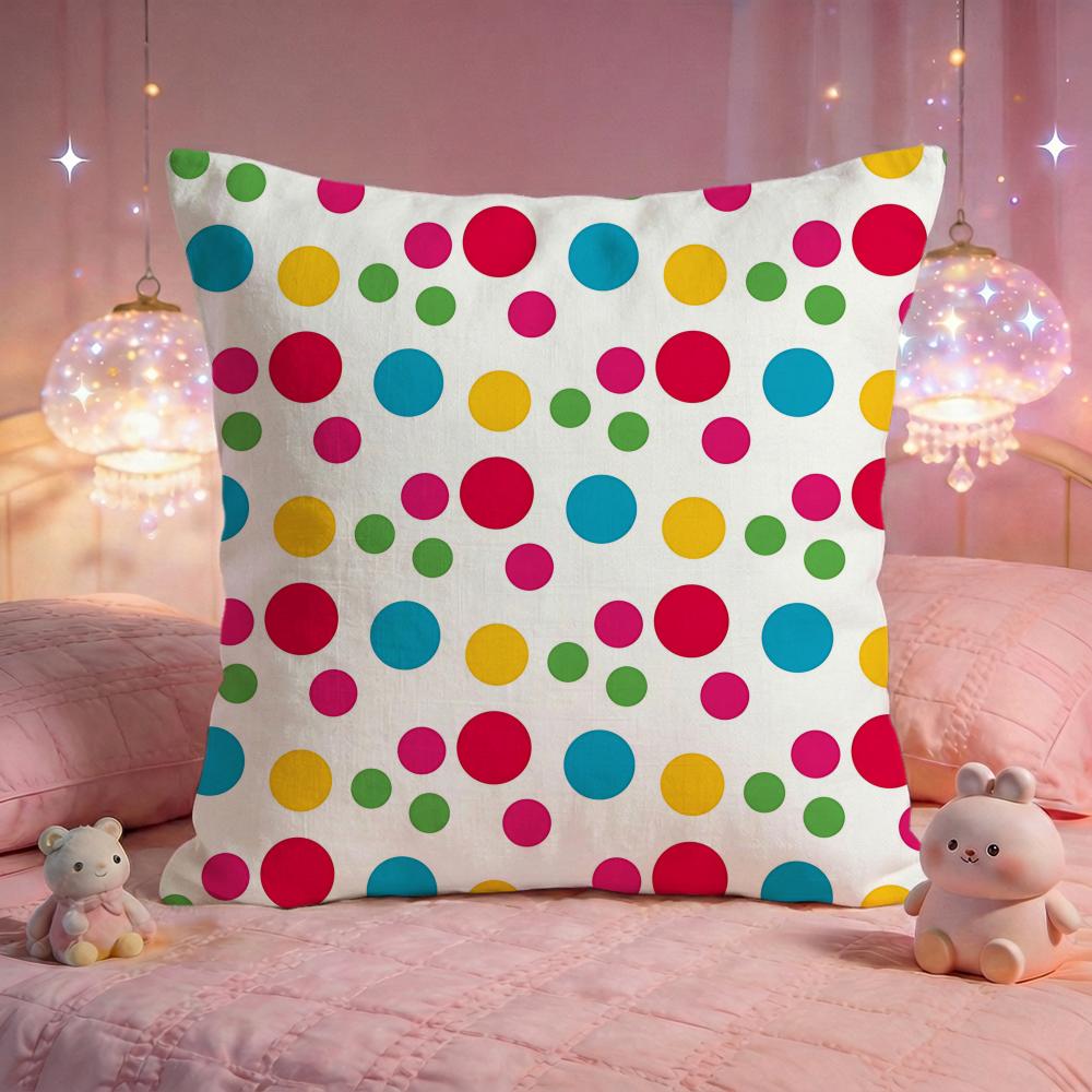 Cute Polka Dot Pop Cushion Cover Premium Comfort Reversible Pillow Cove Two in One Design for Any Room  Car Interior