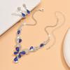 Bride Jewelry Set Adjustable Teardrop Pendant Necklace Drop Earrings Sparkling Butterfly Pendant Necklace For Galas Parties