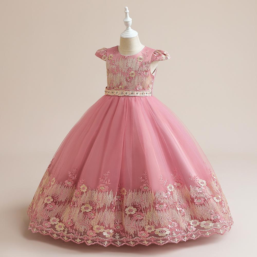 Fluffy Tulle Christmas Girls Dresses Formal Embroidery Bridesmaid Wedding Princess Kids Party Dress for Girl Costume Birthday Gown