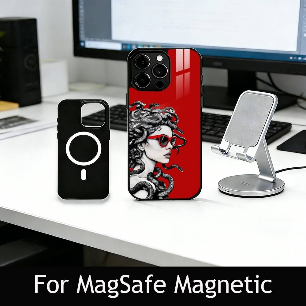 Medusa G-Mythology Phone Case For iPhone17,16,15,14,13,12,11 Plus,Pro Magnetic For Magsafe Wireless Charging