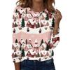 Women's Fashion Casual Long Sleeve Christmas Print Neck Top for Holiday