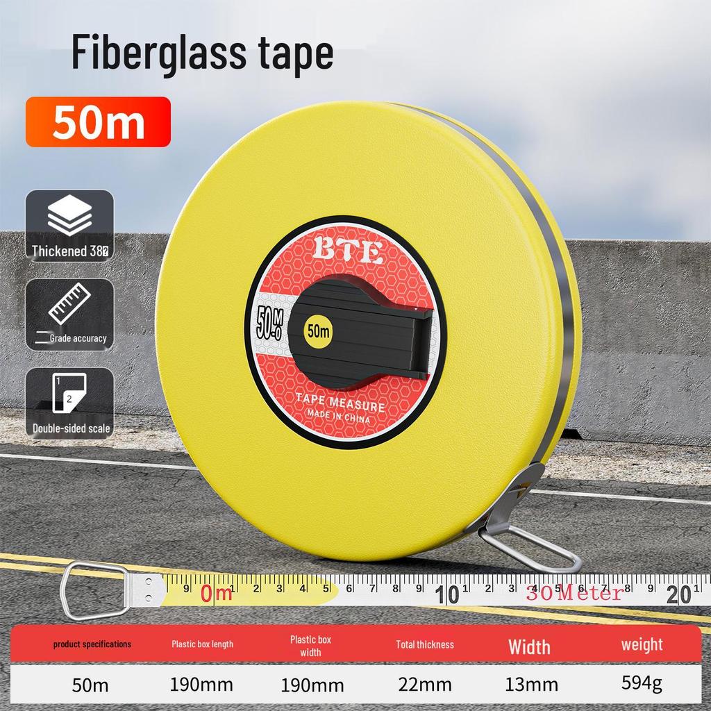 High Precision Measuring Tapes: 20m Fiber, 50m Leather, 100m Soft Ruler for Engineering and Household Use.