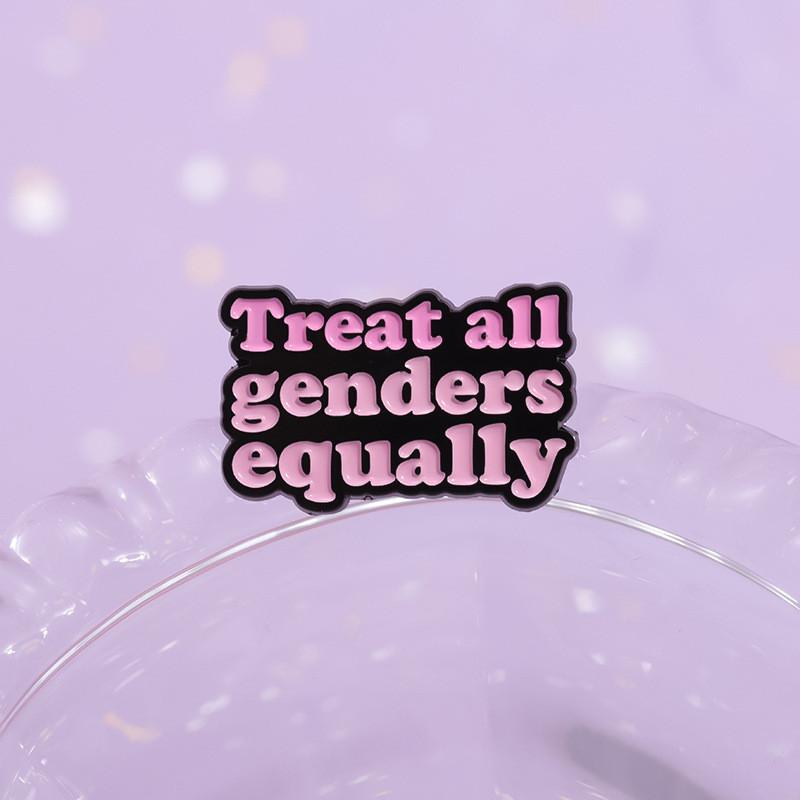 Stylish Equaiiy Series Metal Badge Unique Geometric Brooch With Colorful Lettering For Fashionable Occasions
