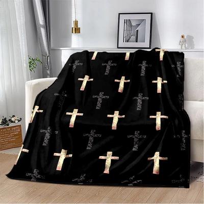 Heilige Bibel, Kreuz, Jesus, betet, weiche Plüschdecke, Flanelldecke, Überwurf, Decke für Wohnzimmer, Schlafzimmer, Bett, Sofa, Picknick, Abdeckung für Kinder