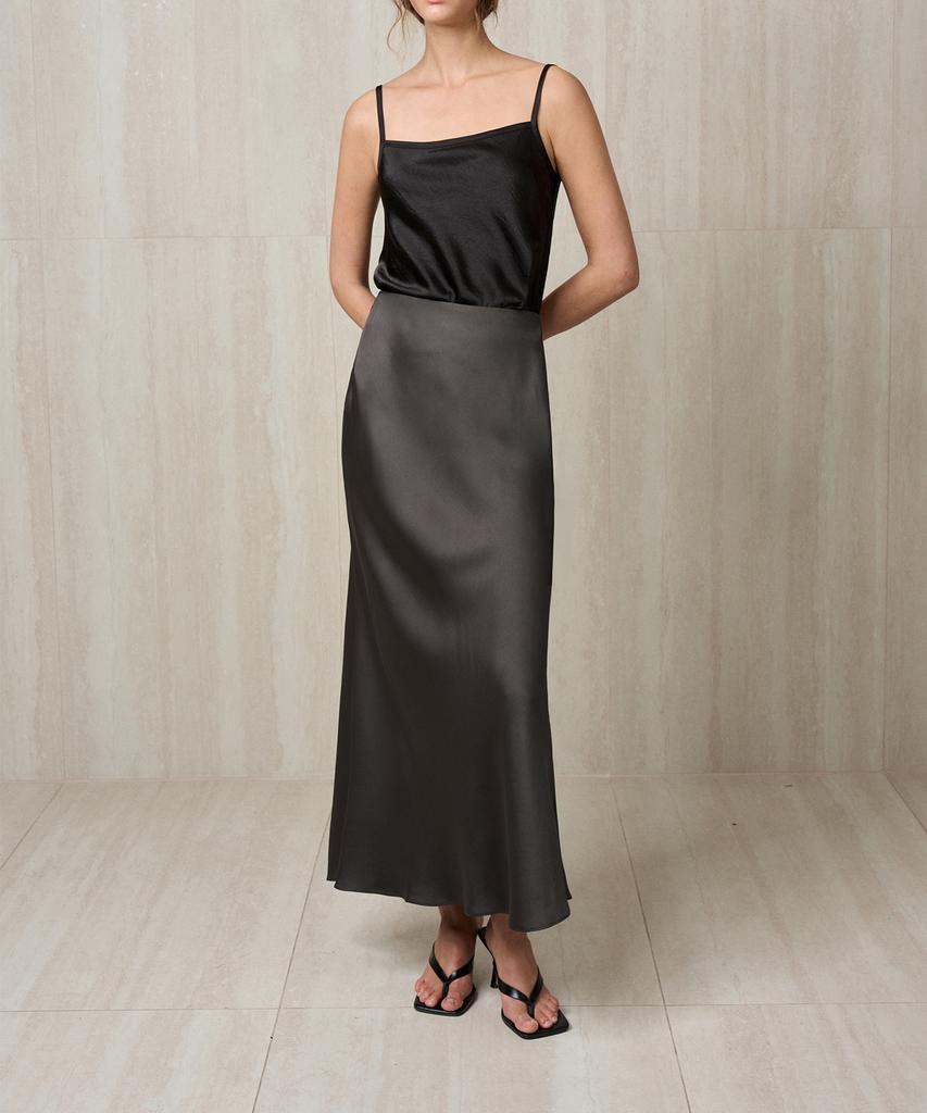 Rie Satin Maxi Skirt Sepia