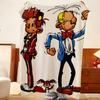 Cartoon S-Spirou en F-Fantasio Gooi Flanellen Plaid, Lichtgewicht Gezellig, Duurzaam Wasbaar schattig Cool