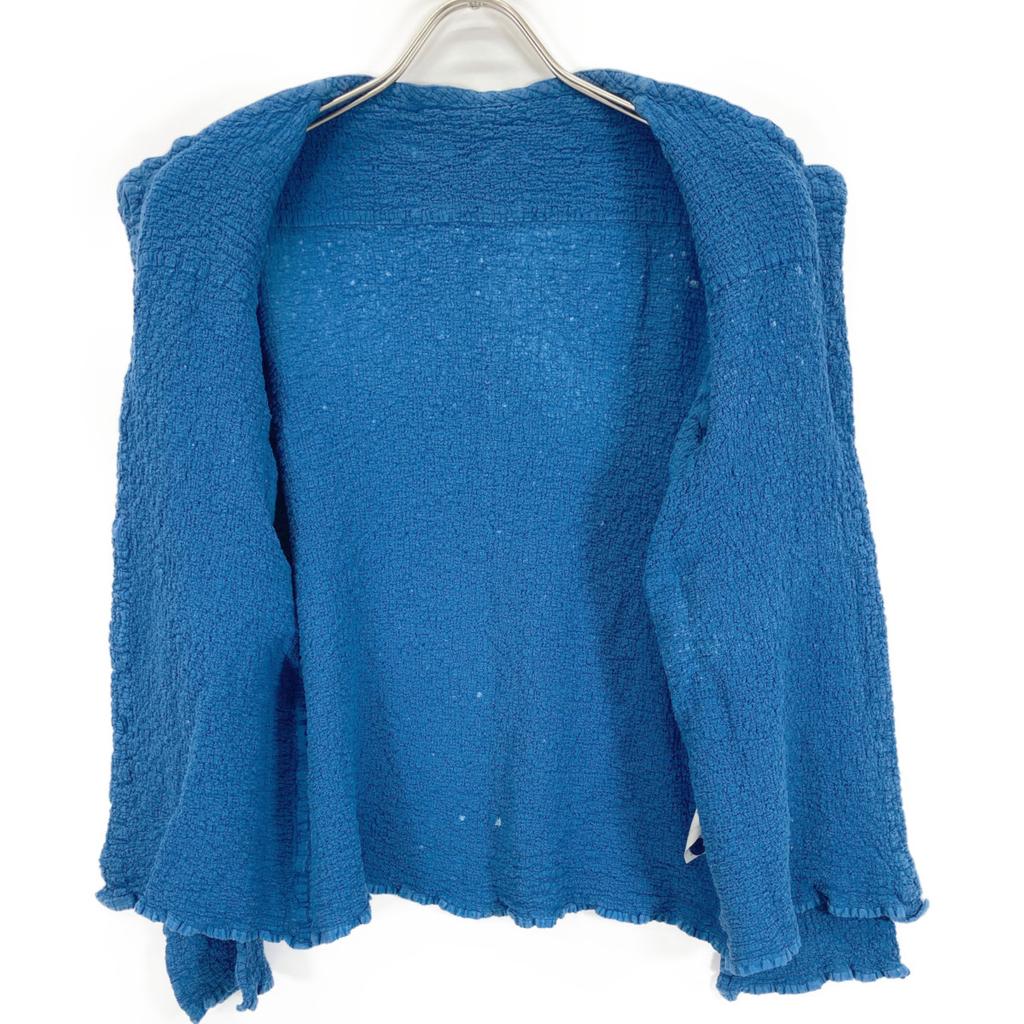 MeISSEYMIYAKE MI52FO849 Blue Collarless Shirt Tops Not Written blueUsed