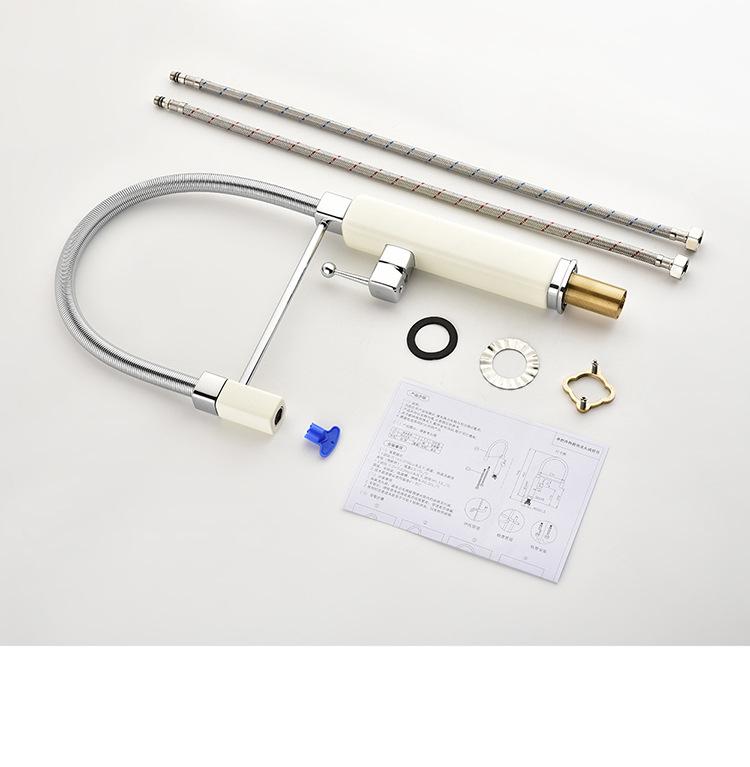 Luxury Universal Tinkerbell Pull-Out Kitchen Faucet - Hot & Cold All-Copper Dishwashing Sink Faucet