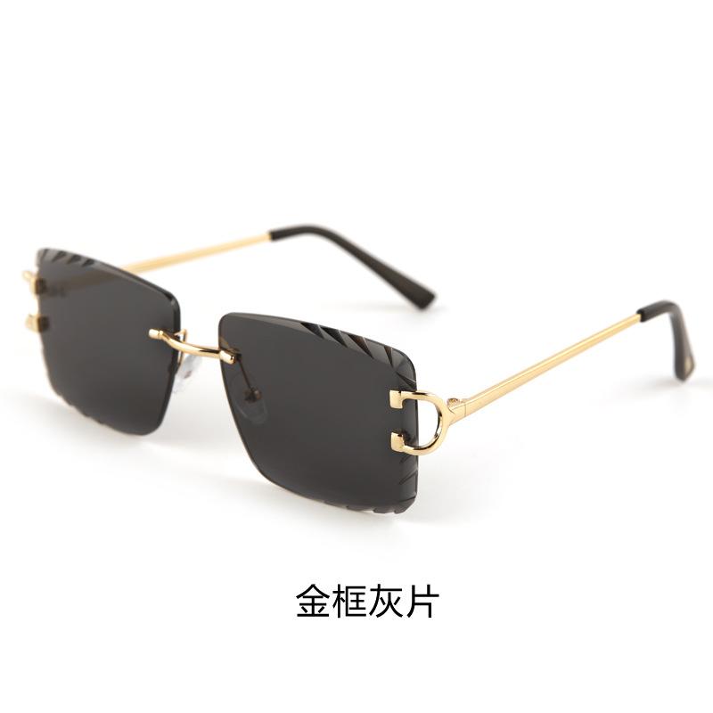 Fashion metal frameless trimmed sunglasses women's trend versatile street shot sun protection and UV protection sunglasses men