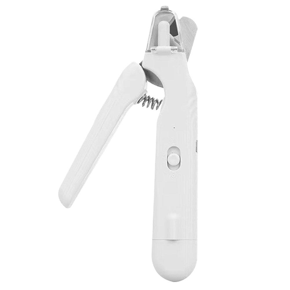 

2 In 1 Electric Nail Clippers with LED Visual Nail Sharpener Stainless Steel Pet Claw Grooming Scissors Pet Supply білий