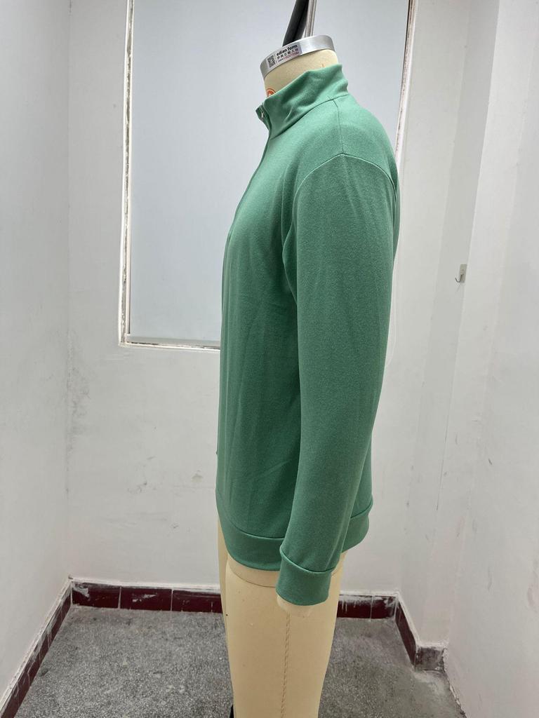 2023 Autumn Men's Long Sleeve V-Neck Wool Plush Polo Shirt