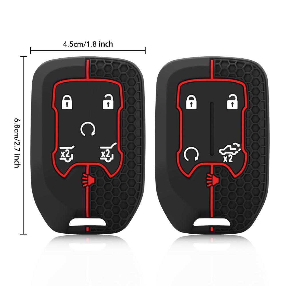 Silikon-Autoschlüsselabdeckung, Schlüsselanhänger für Chevrolet Suburban Silverado GMC Terrain Yukon Tahoe Sierra Smart Autozubehör Schlüsselanhänger