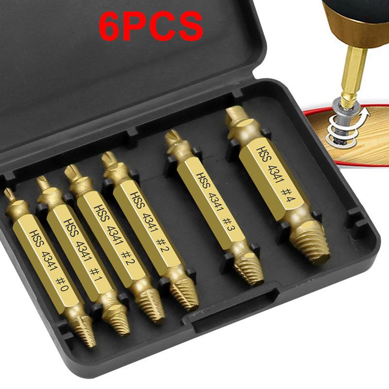6pcs/Set Damaged Screw Extractor Drill Bit Extractor Drill Set Broken Speed Out Bolt Extractor Bolt Stud Remover Tool