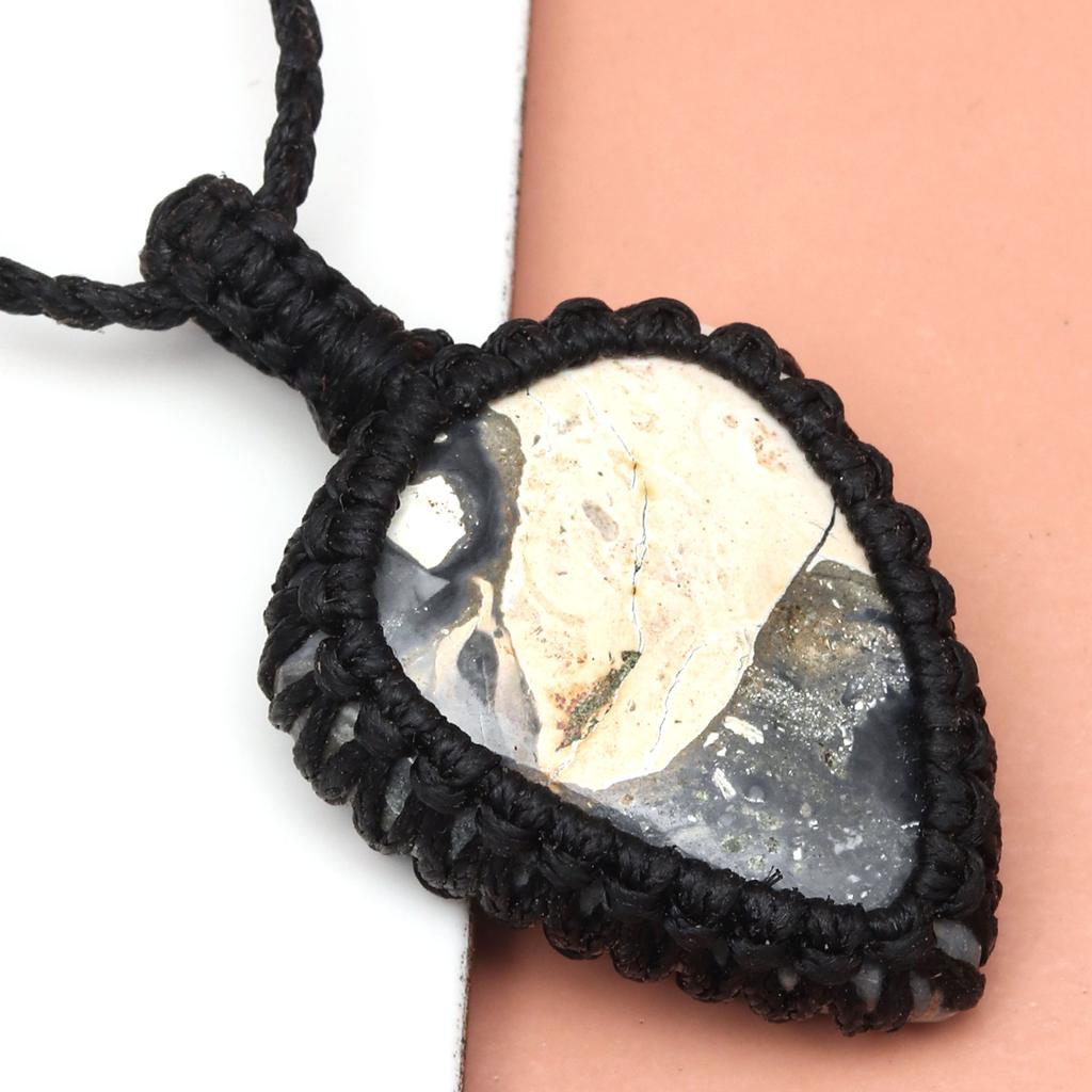 Malinga Jasper Macrame Thread Gemstone Handmade Jewelry 20-36''Ad Necklace