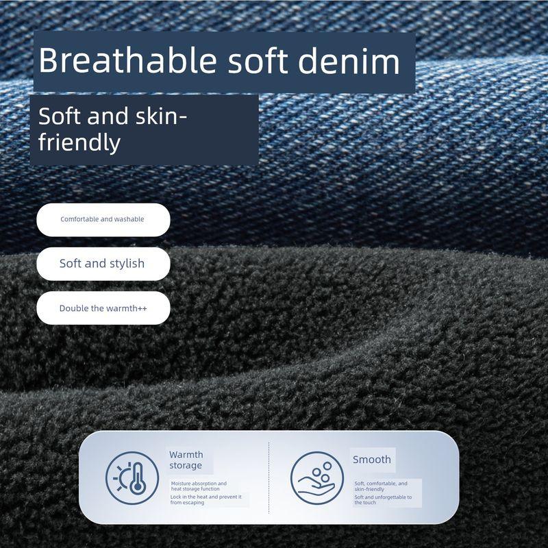 Hello Kitty Girls' Fleece-Lined Jeans Children's Cotton Pants Integrated Fleece Long Pants Thickened Pants Children's Winter Clothing